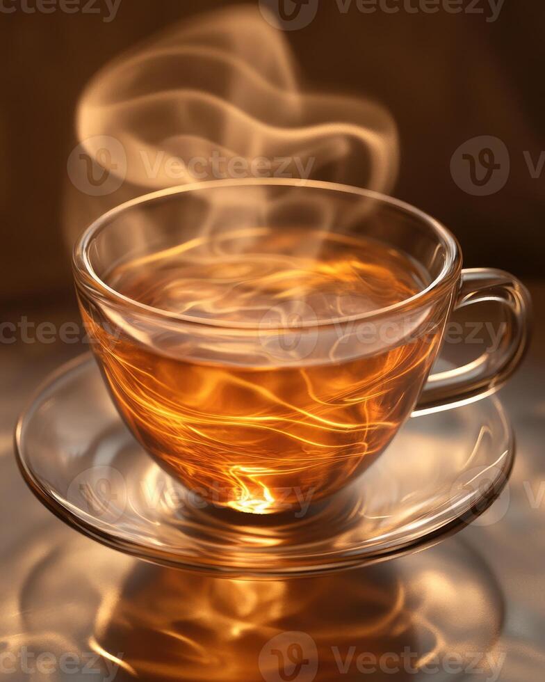 Transparent glass cup of freshly brewed coffee photo