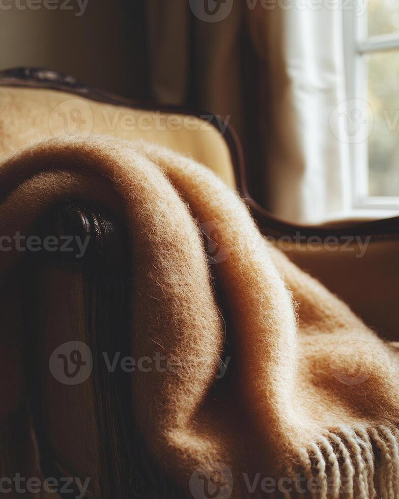 Warm autumn blanket, fluffy and soft photo