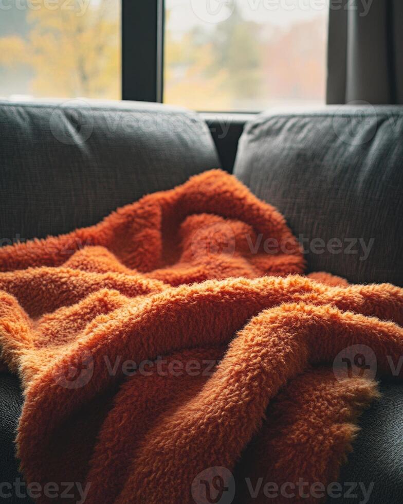 Warm autumn blanket, fluffy and soft photo
