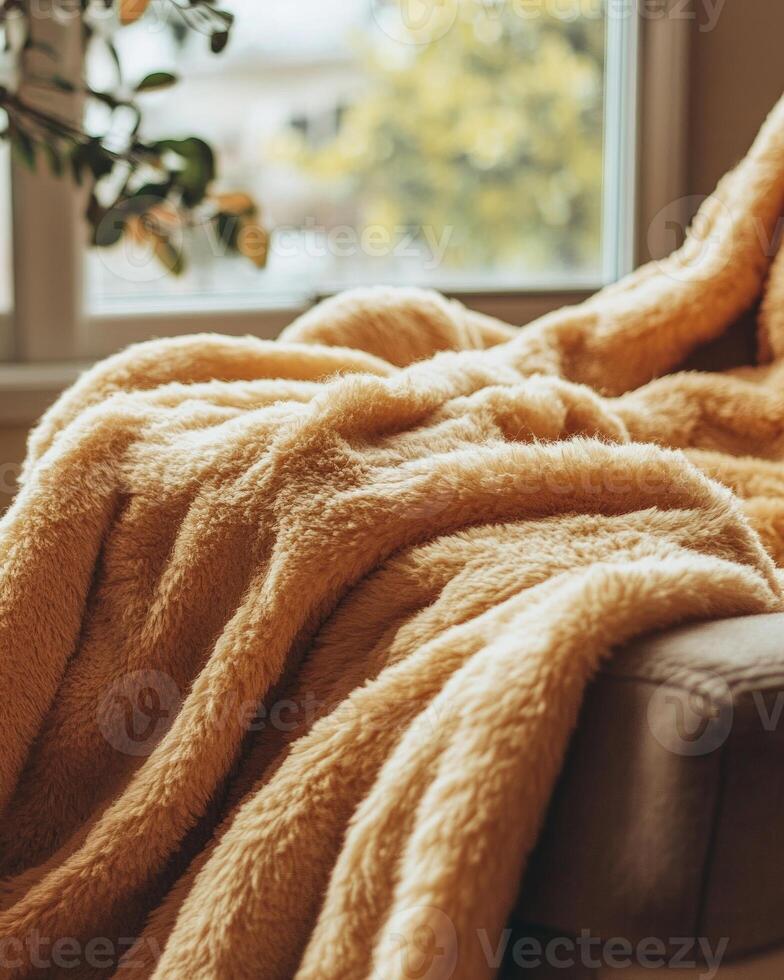 Warm autumn blanket, fluffy and soft photo