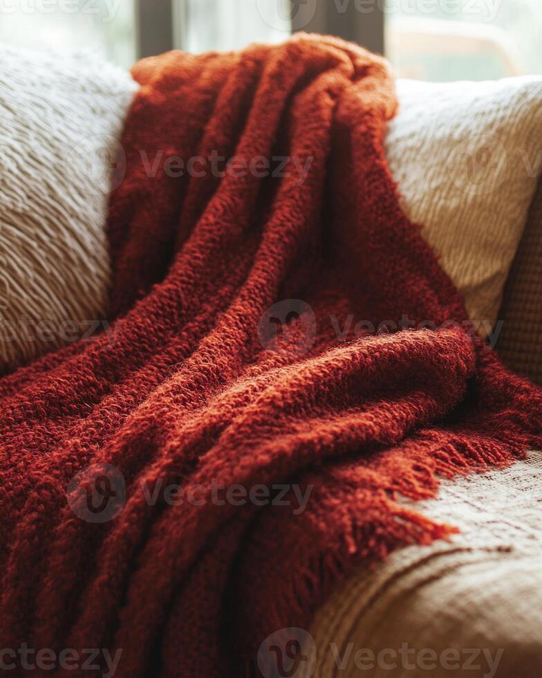 Warm autumn blanket, fluffy and soft photo