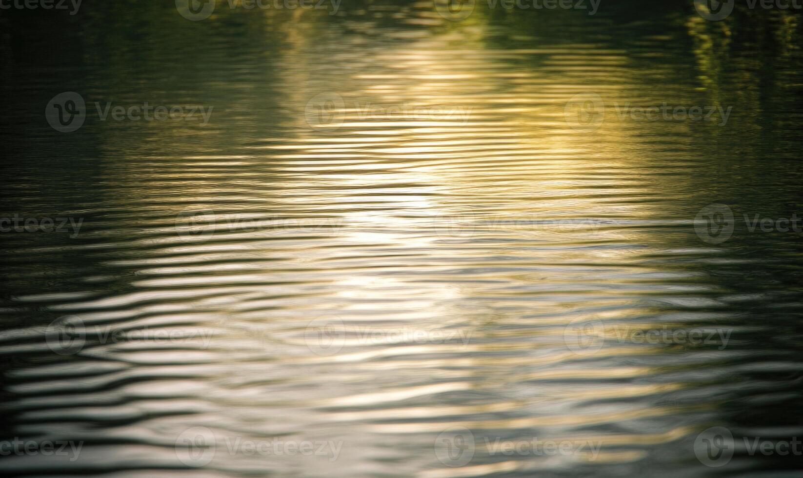 Ripples on a calm river, sunlight casting shimmering reflections photo