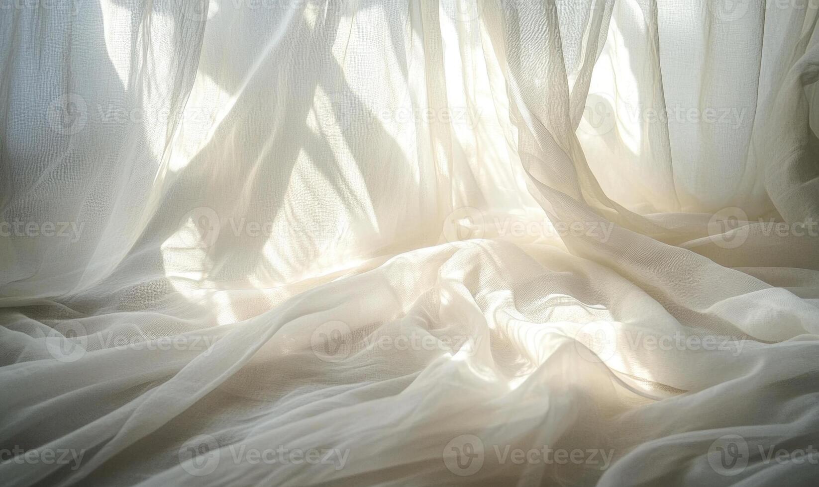 Sheer, billowing fabric, softly glowing with sunlight photo
