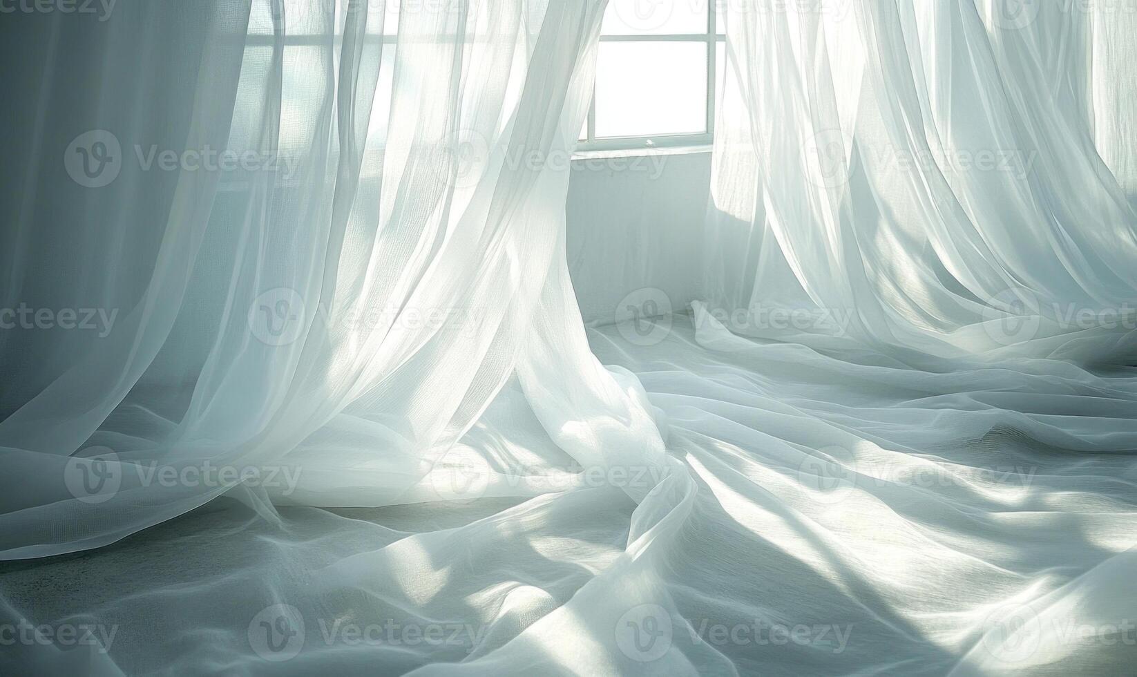 Sheer, billowing fabric, softly glowing with sunlight photo