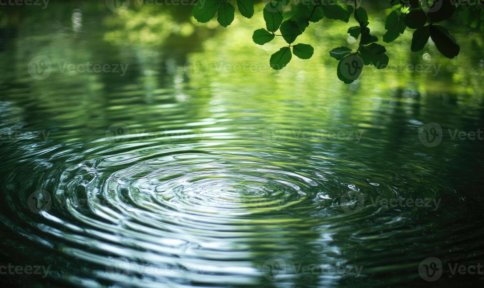 Ripples on a calm river, sunlight casting shimmering reflections photo