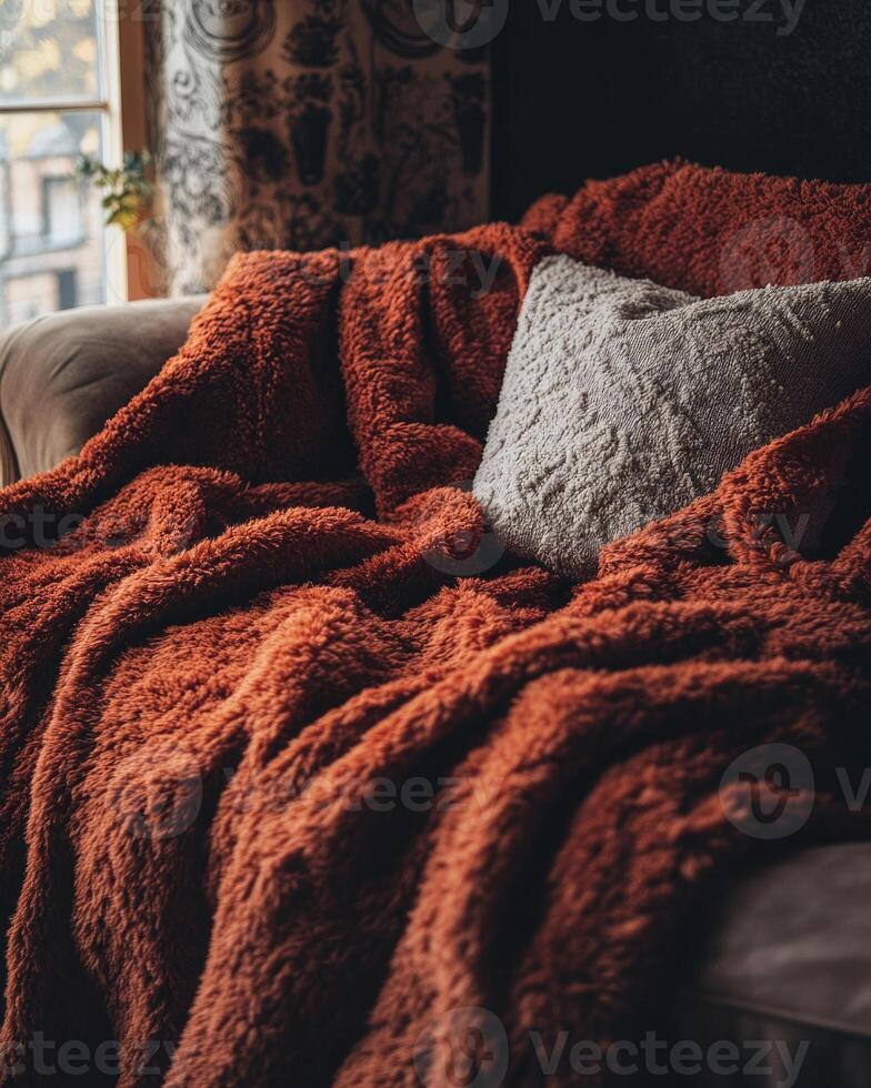 Warm autumn blanket, fluffy and soft photo