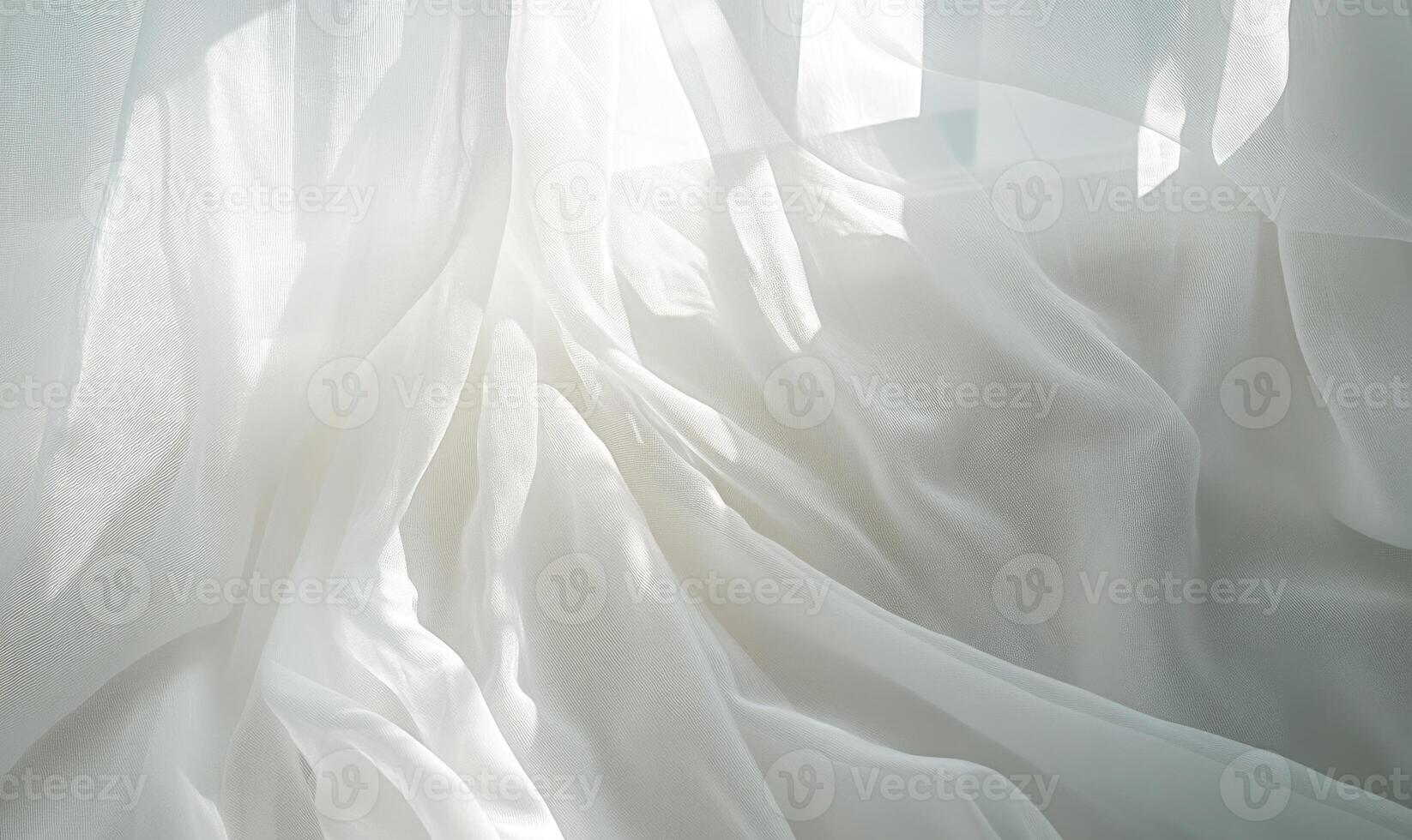 Sheer, billowing fabric, softly glowing with sunlight photo