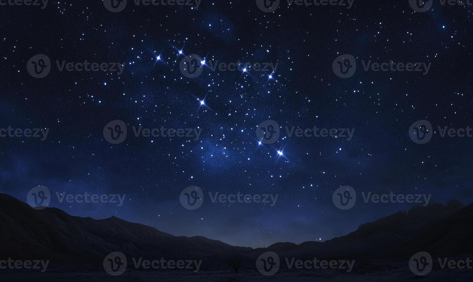 A starry night sky with a long line of stars photo