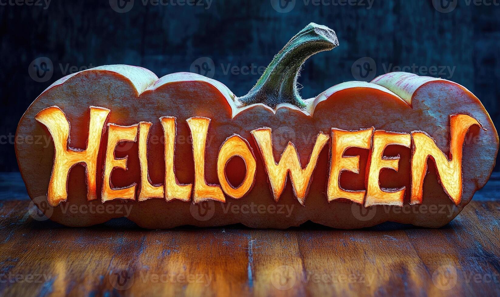 The word HELLOWEEN created with curly apple peels photo