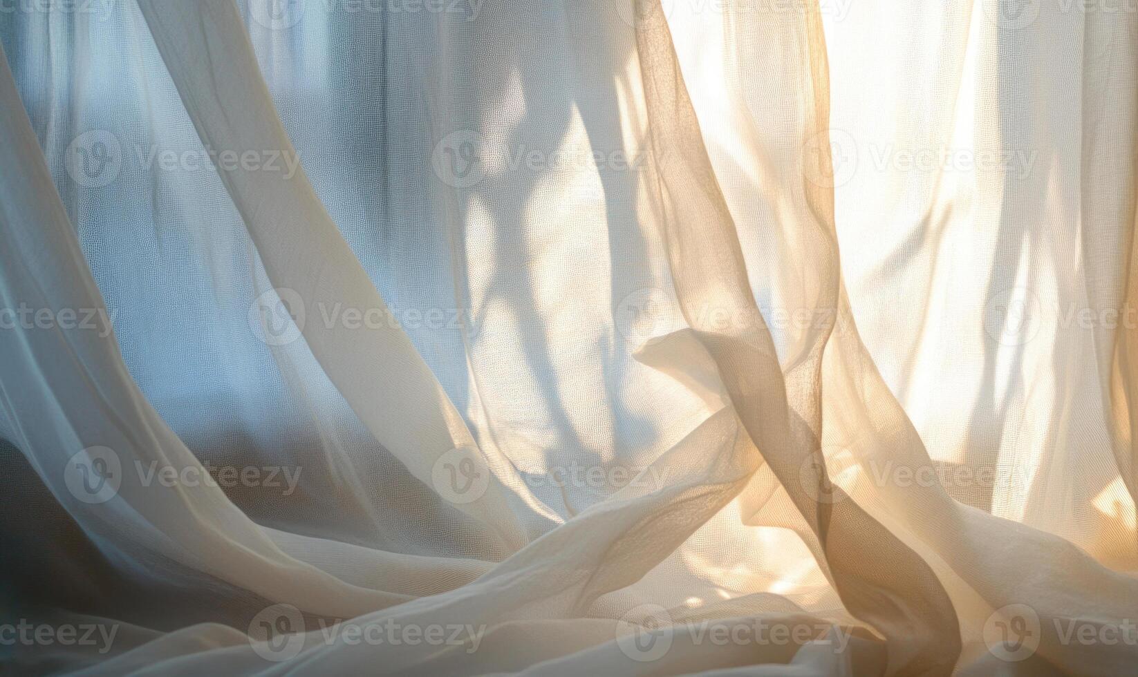Sheer, billowing fabric, softly glowing with sunlight photo