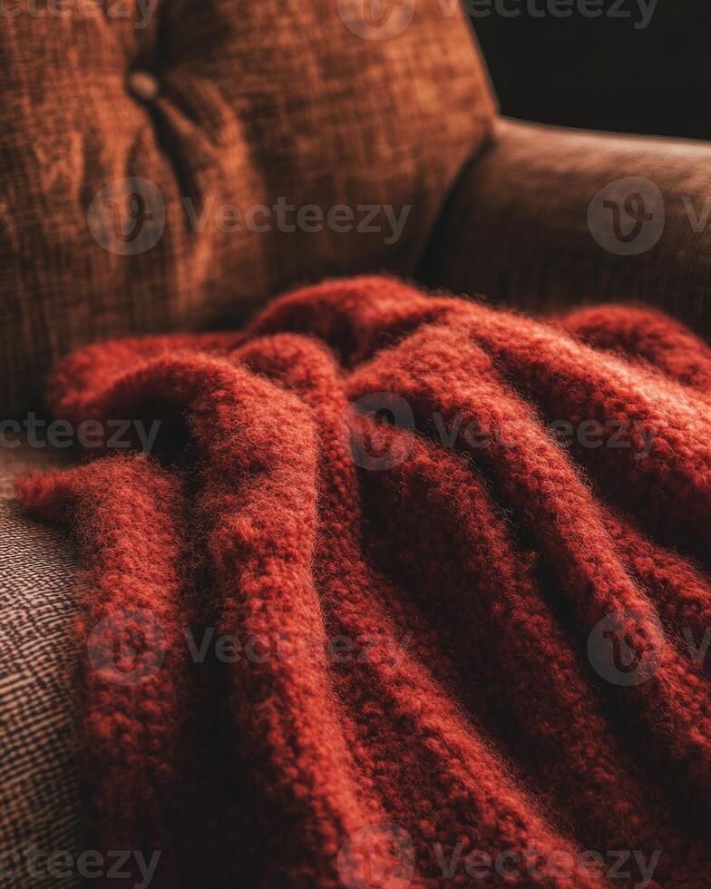Warm autumn blanket, fluffy and soft photo