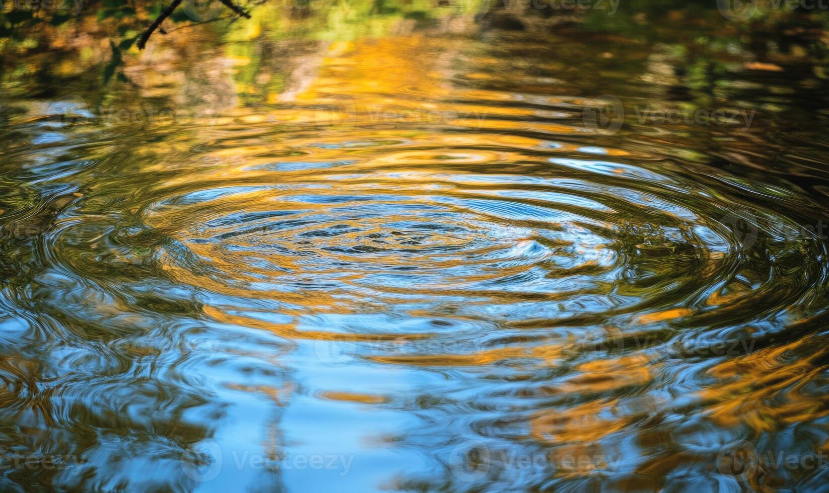 Ripples on a calm river, sunlight casting shimmering reflections photo