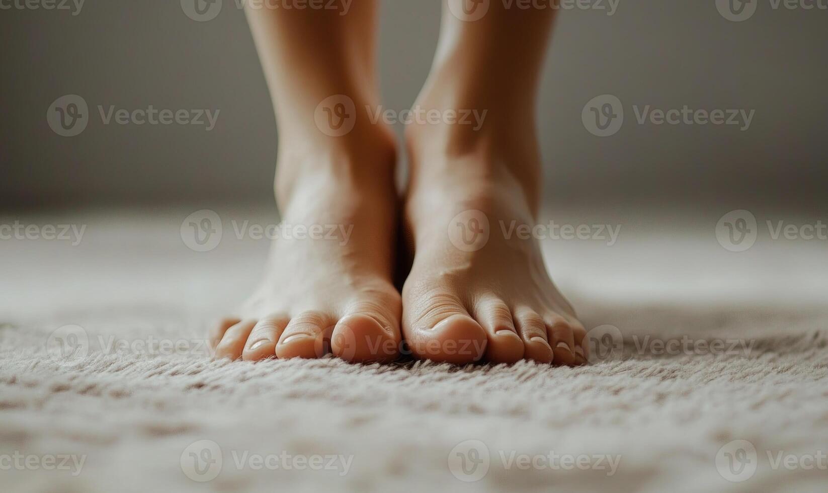 Pedicured feet in natural beige, beauty and health care photo