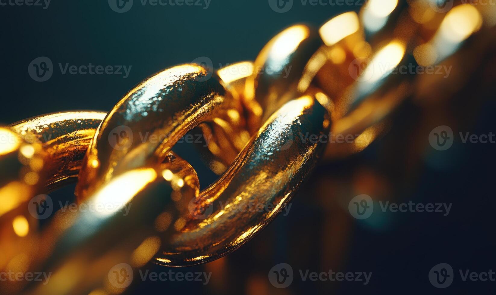 A gold chain with a link that is slightly bent photo