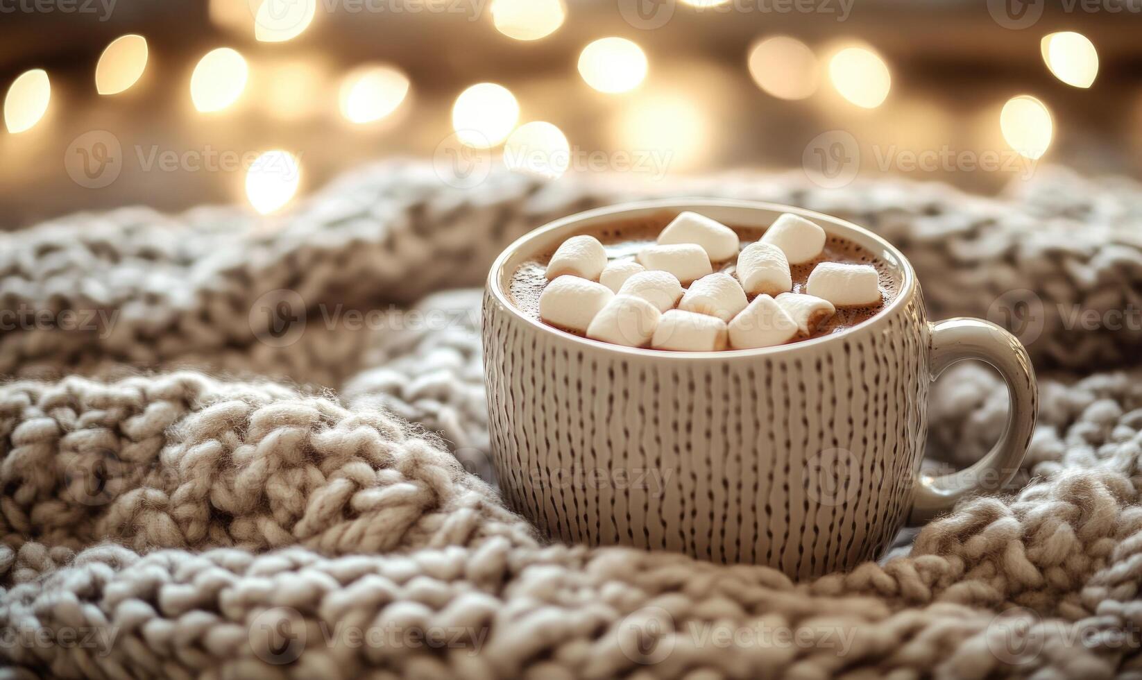 A mug of hot chocolate with marshmallows on top photo