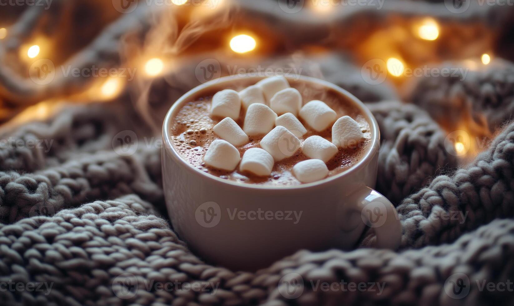 A mug of hot chocolate with marshmallows on top photo