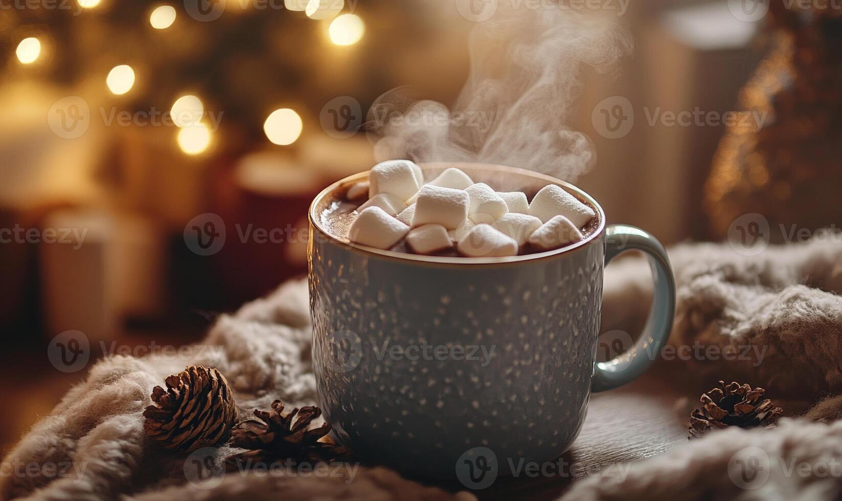 A mug of hot chocolate with marshmallows on top photo