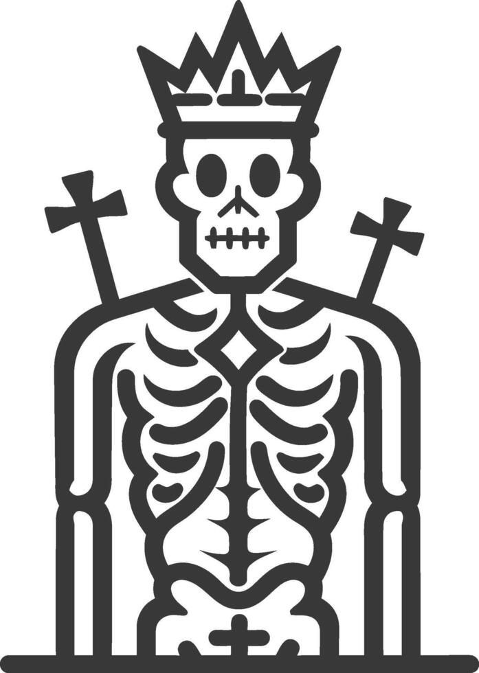 A skeleton with a crown on his head vector