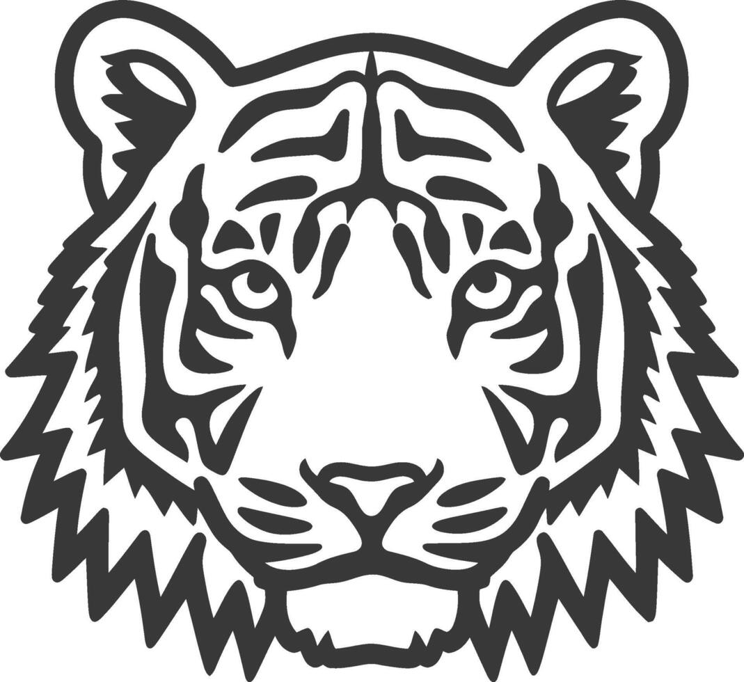 A black and white tiger head on a white background vector