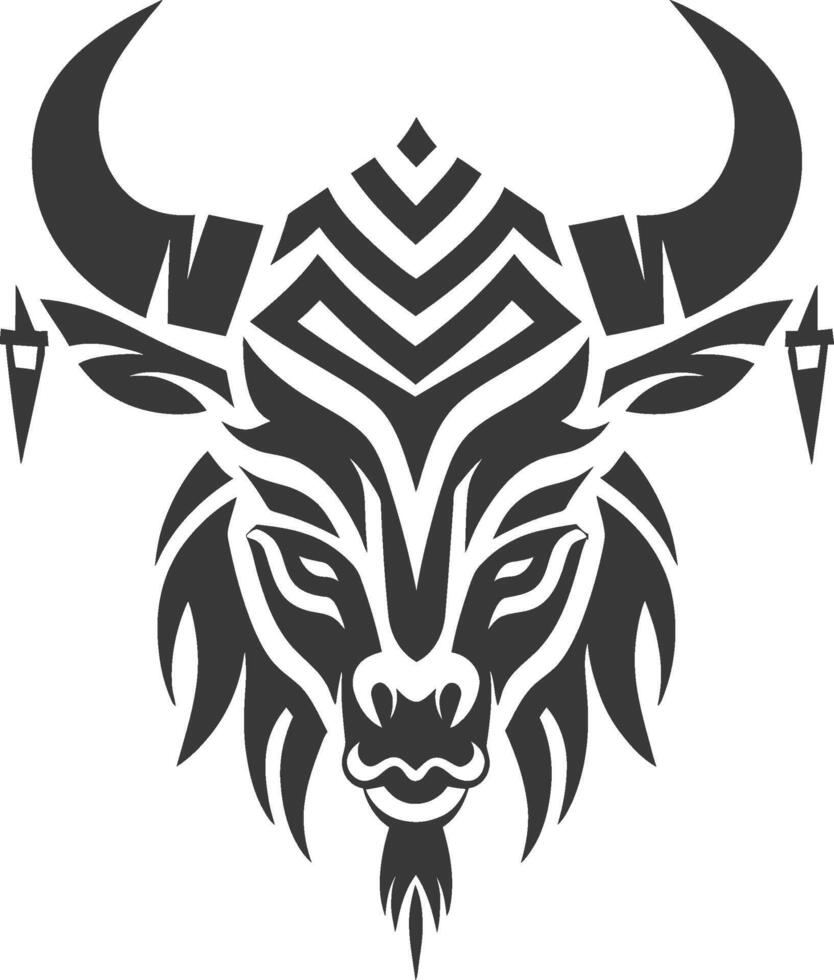 Tribal head of buffalo with horns illustration vector