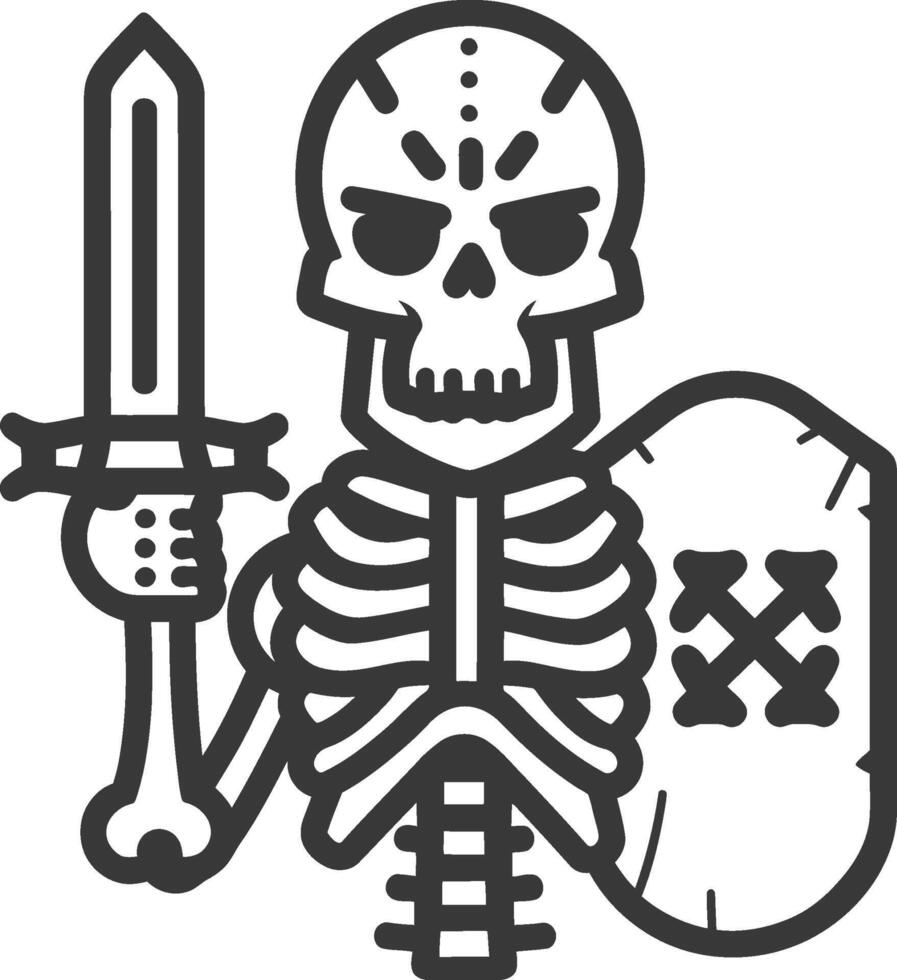 A skeleton holding a sword and shield vector