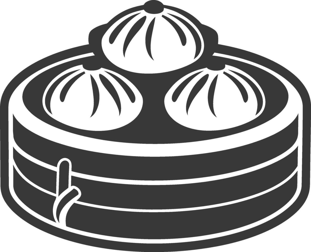 Dumpling icon in black and white on white background vector