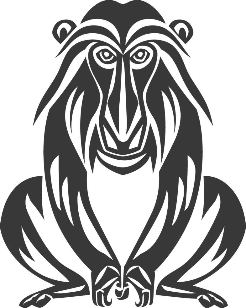 A tribal style monkey with a long face vector