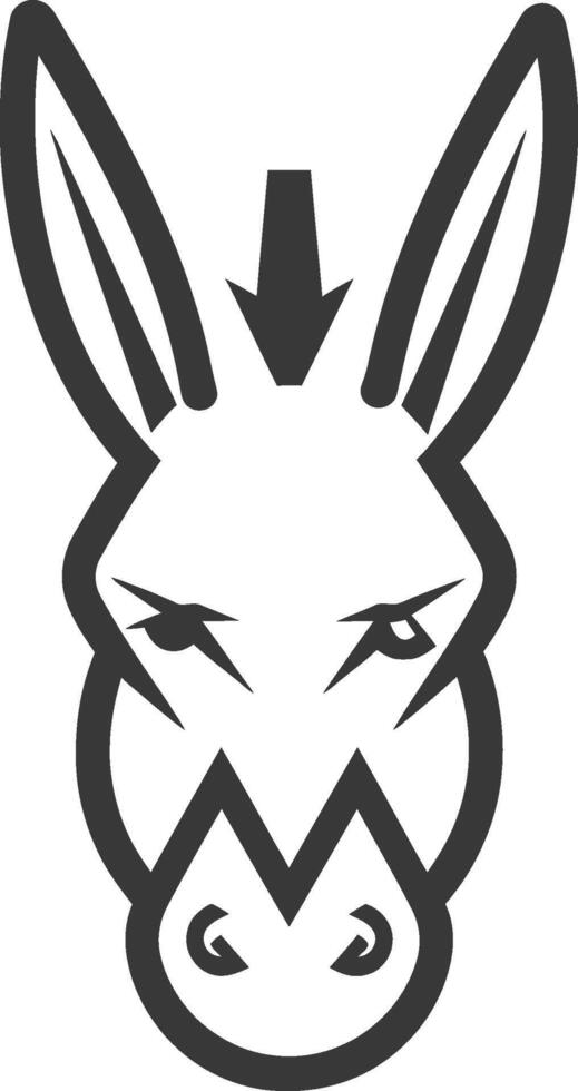 A donkey head with horns and a pointed nose vector