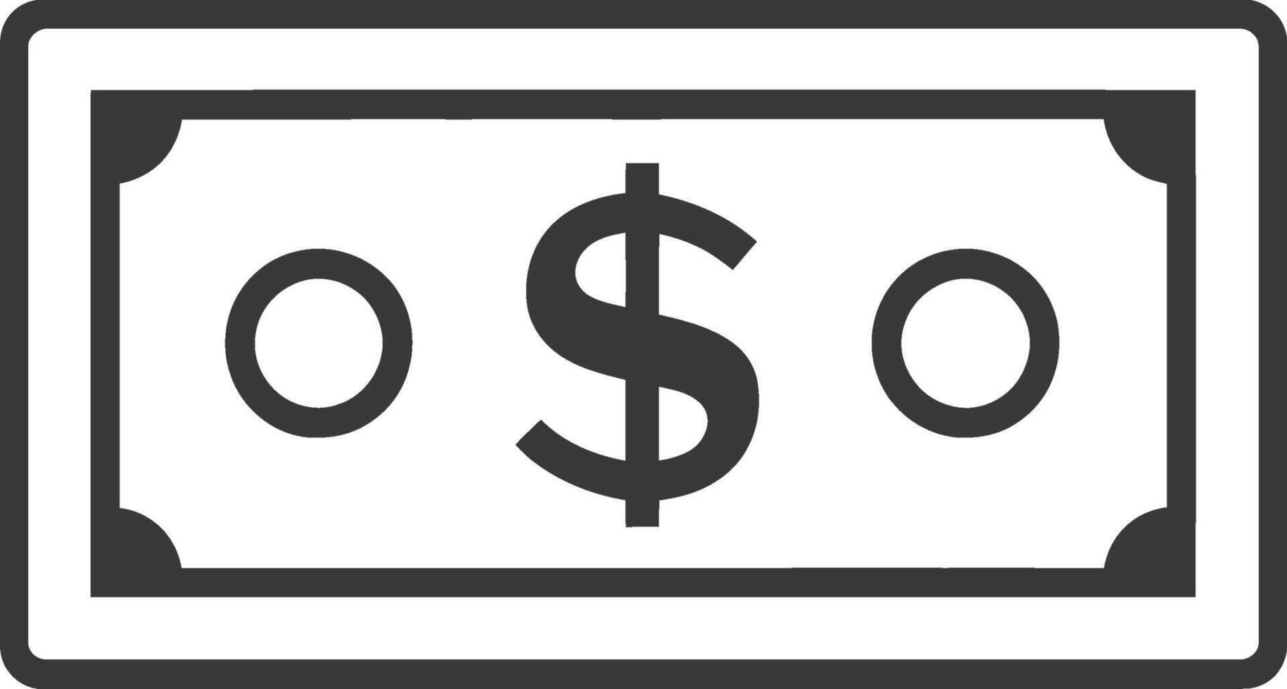 A black and white icon of a dollar bill vector