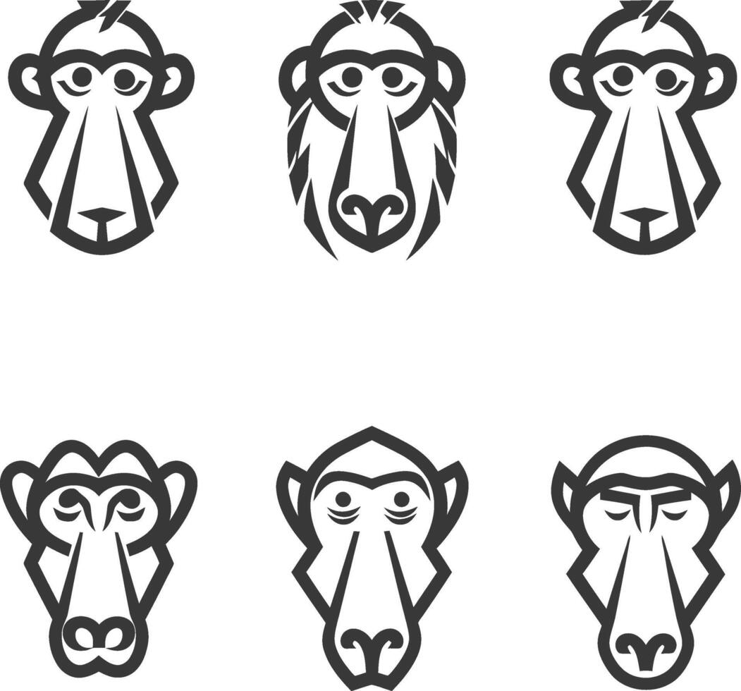 Monkey head icon set illustration vector