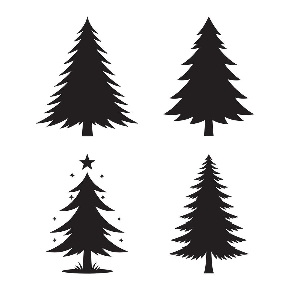 Christmas Tree Silhouette artwork Set vector
