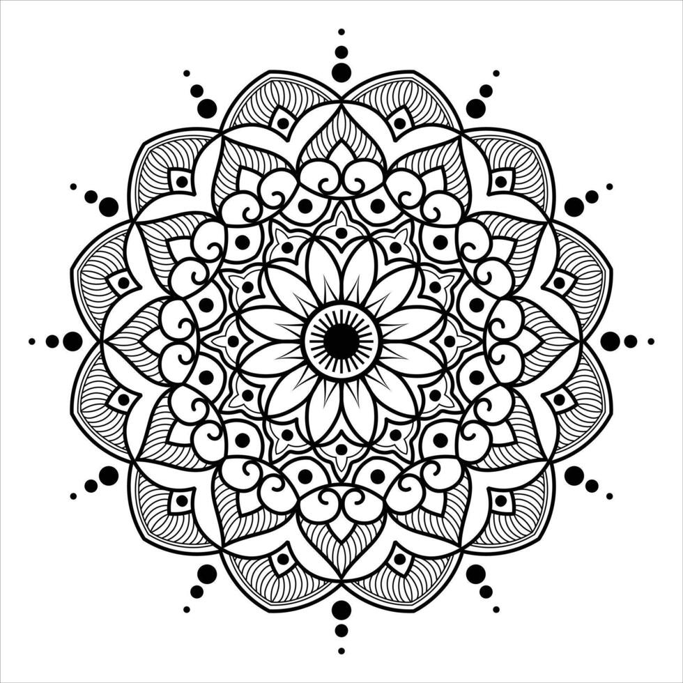 Graceful Bloom An Intricate Floral Line Art Mandala Design vector