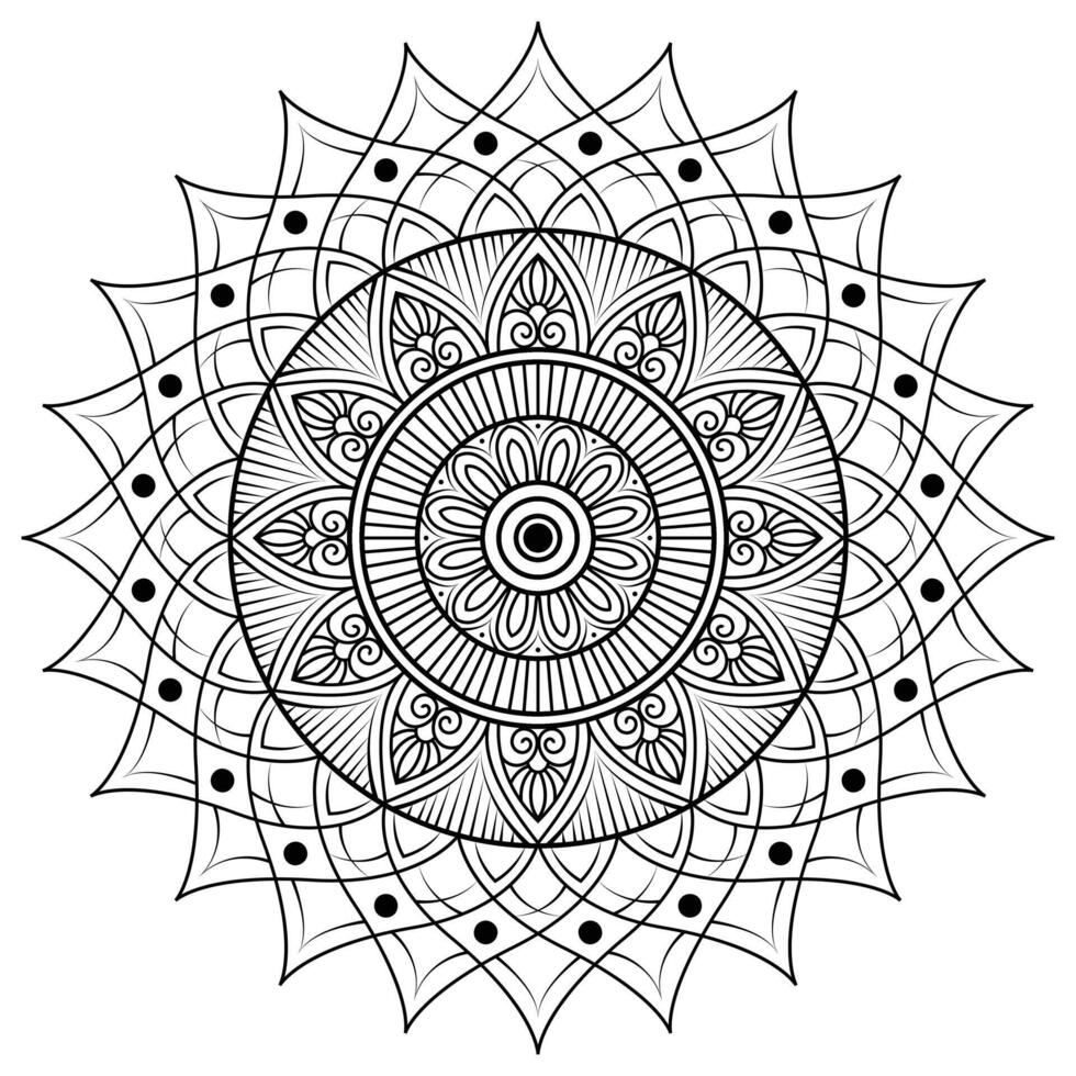 Serene Petals Line Art Mandala Design vector