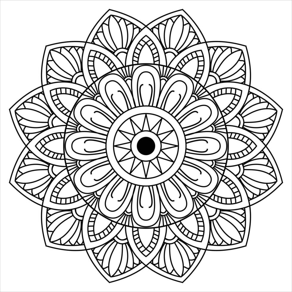 Graceful Petals Line Art Mandala Design vector