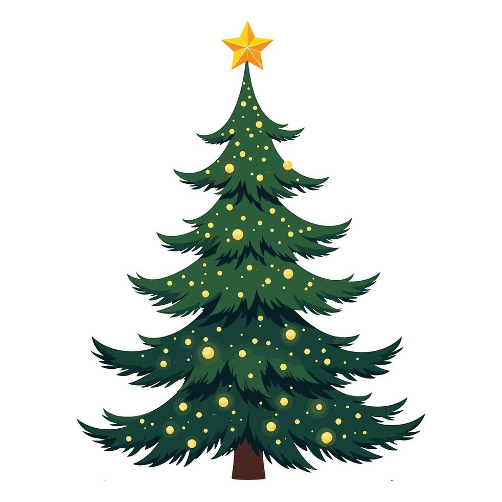 A decorated Christmas tree on white background vector