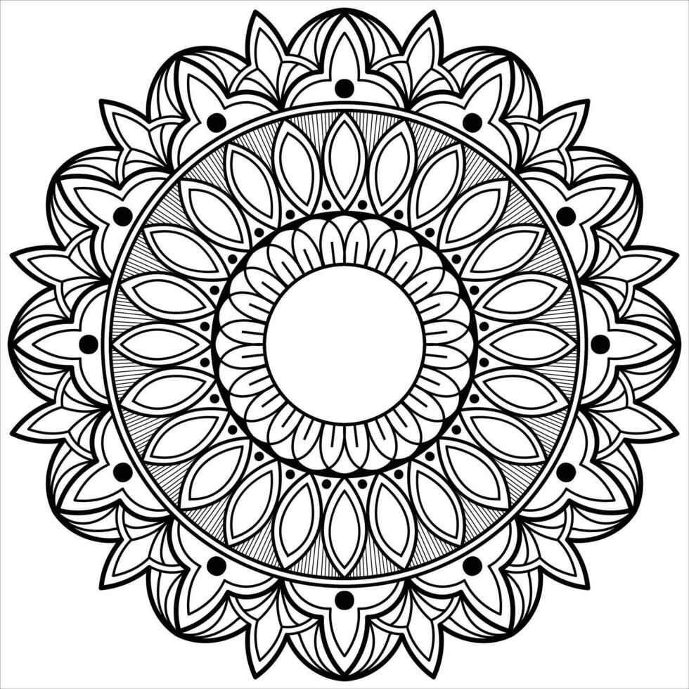 Graceful Bloom Floral Line Art Mandala vector