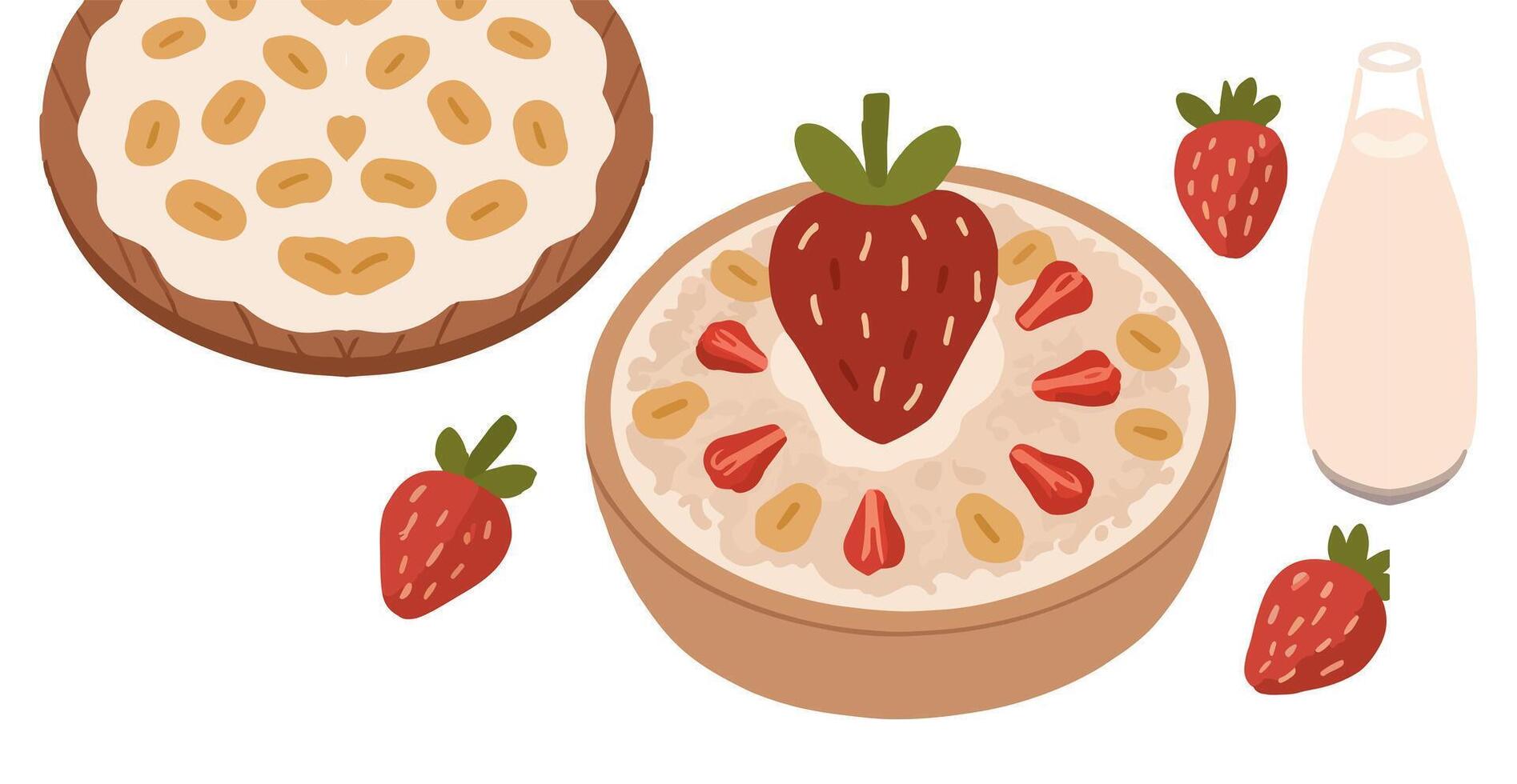 Tiny Heart-Shaped Wet Oatmeal Flakes vector