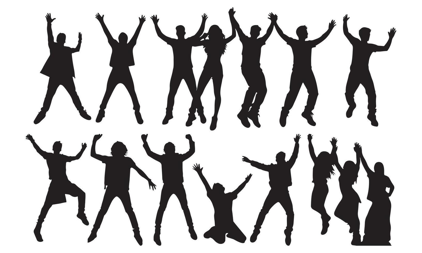 Jumping Person Silhouette in Active Movement vector