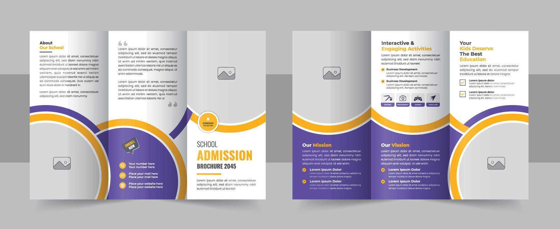 Back to school admission trifold brochure template design layout vector