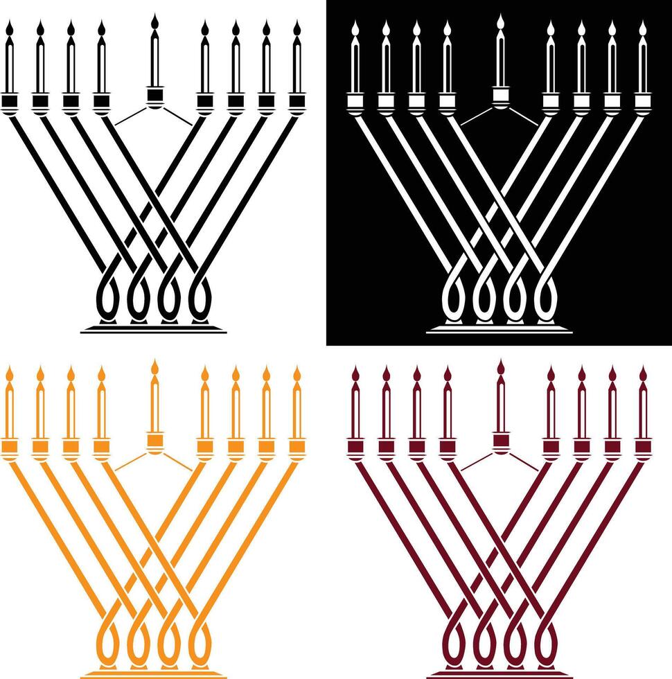 Hanukkiah. Traditional Hanukkah Menorah with Candles. Simple Symbol Illustration vector