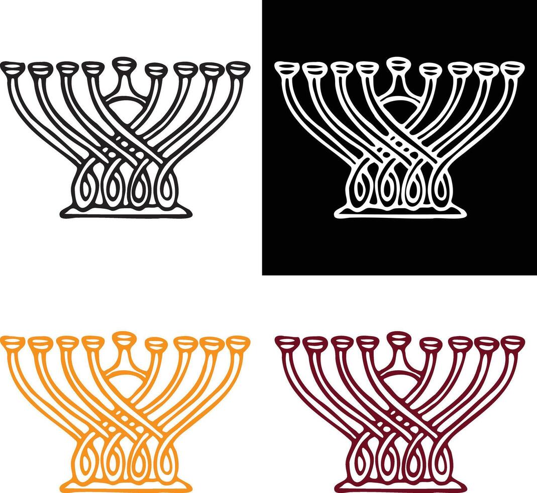 Hanukkiah. Traditional Hanukkah Menorah. Hand-drawn doodle style illustration vector