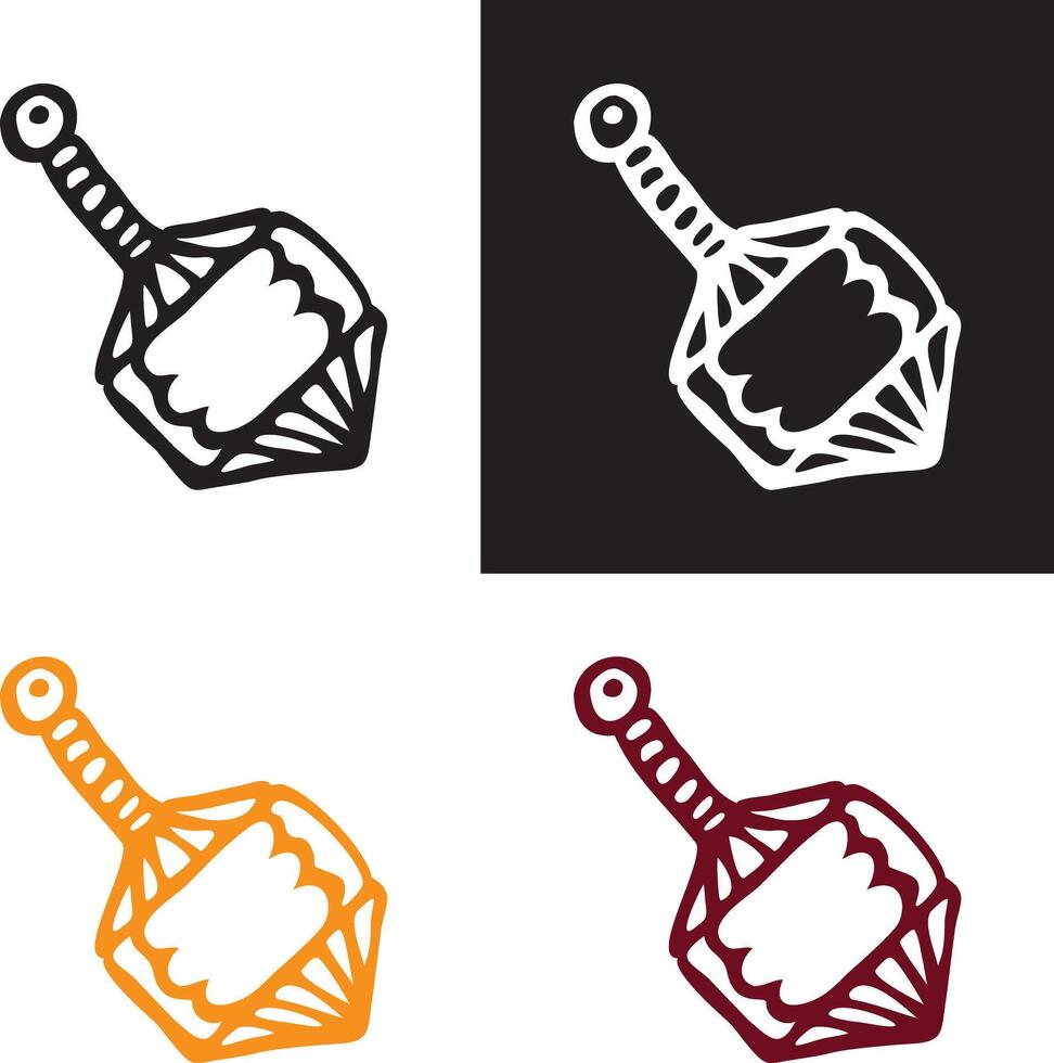 Hanukkah Dreidel outline set. Hand-drawn doodle style illustration vector