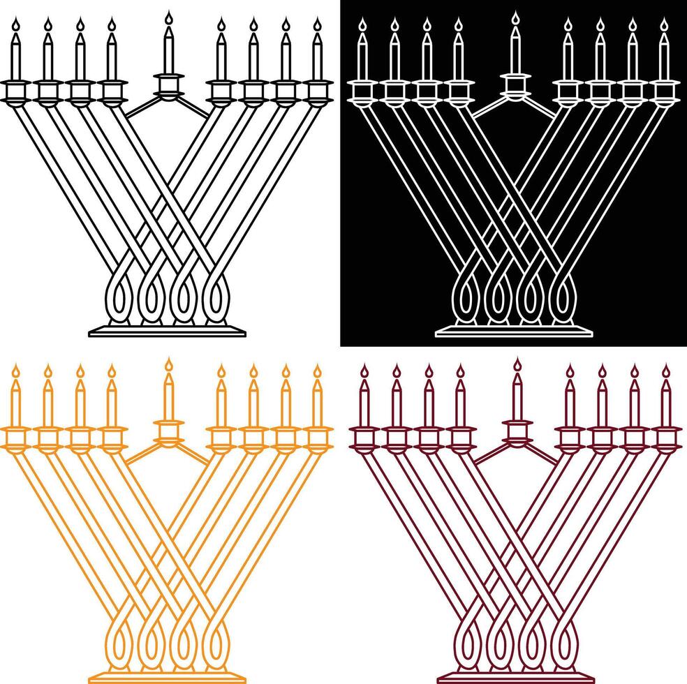 Hanukkiah. Hanukkah Menorah with Candles. Simple Symbol Illustration vector