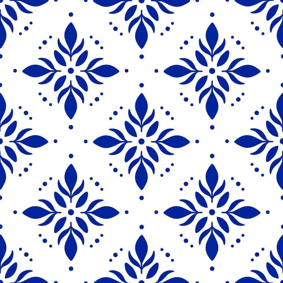 Blue Flower on white background seamless patterns vector