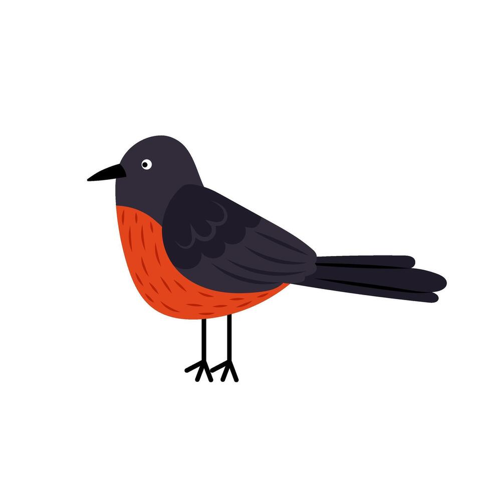 Crow. Funny small bird. Autumn Bird. Flat illustration on white background. vector