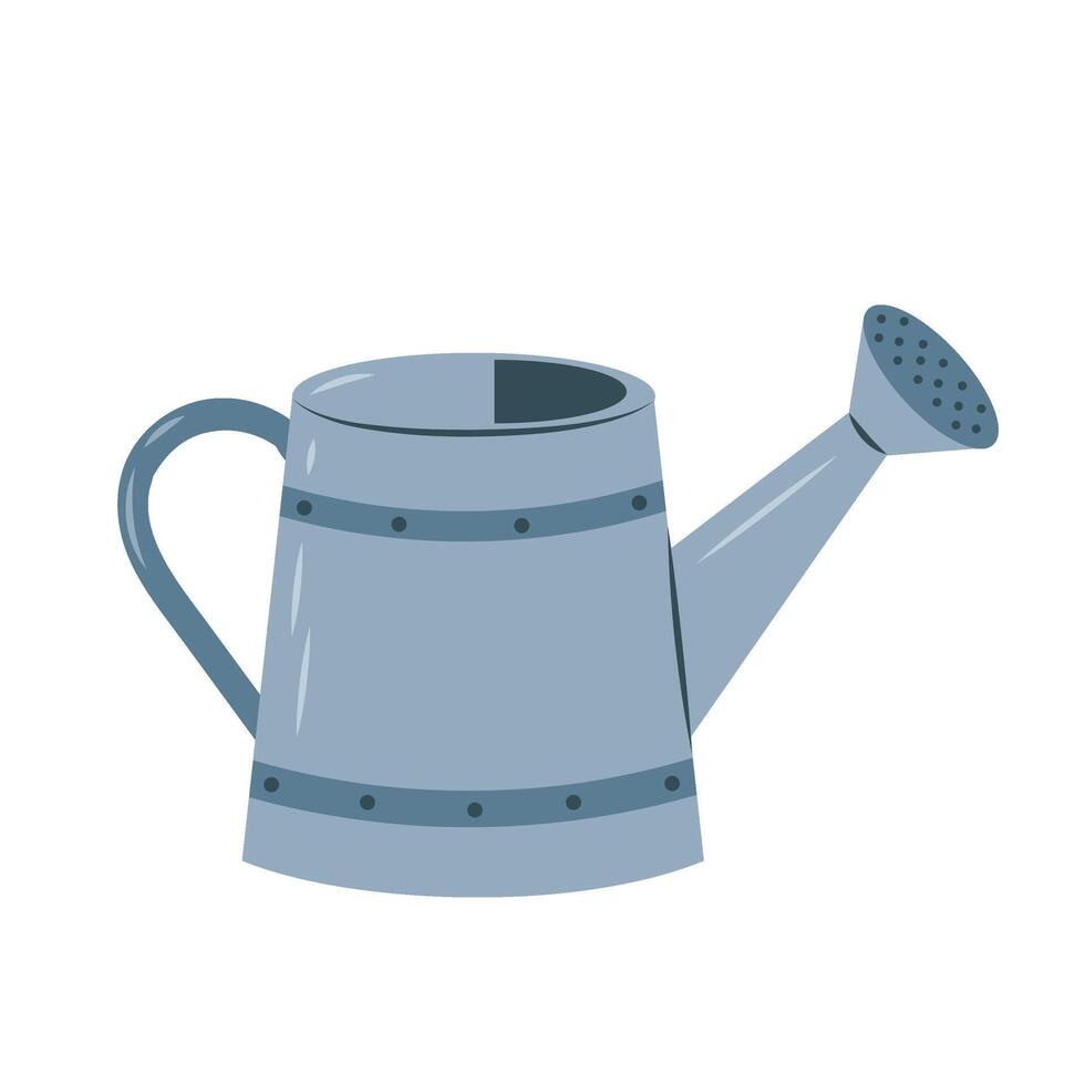 Watering can. Garden metal watering can. Garden tools. Tool for watering plants. Flat illustration on a white background. vector