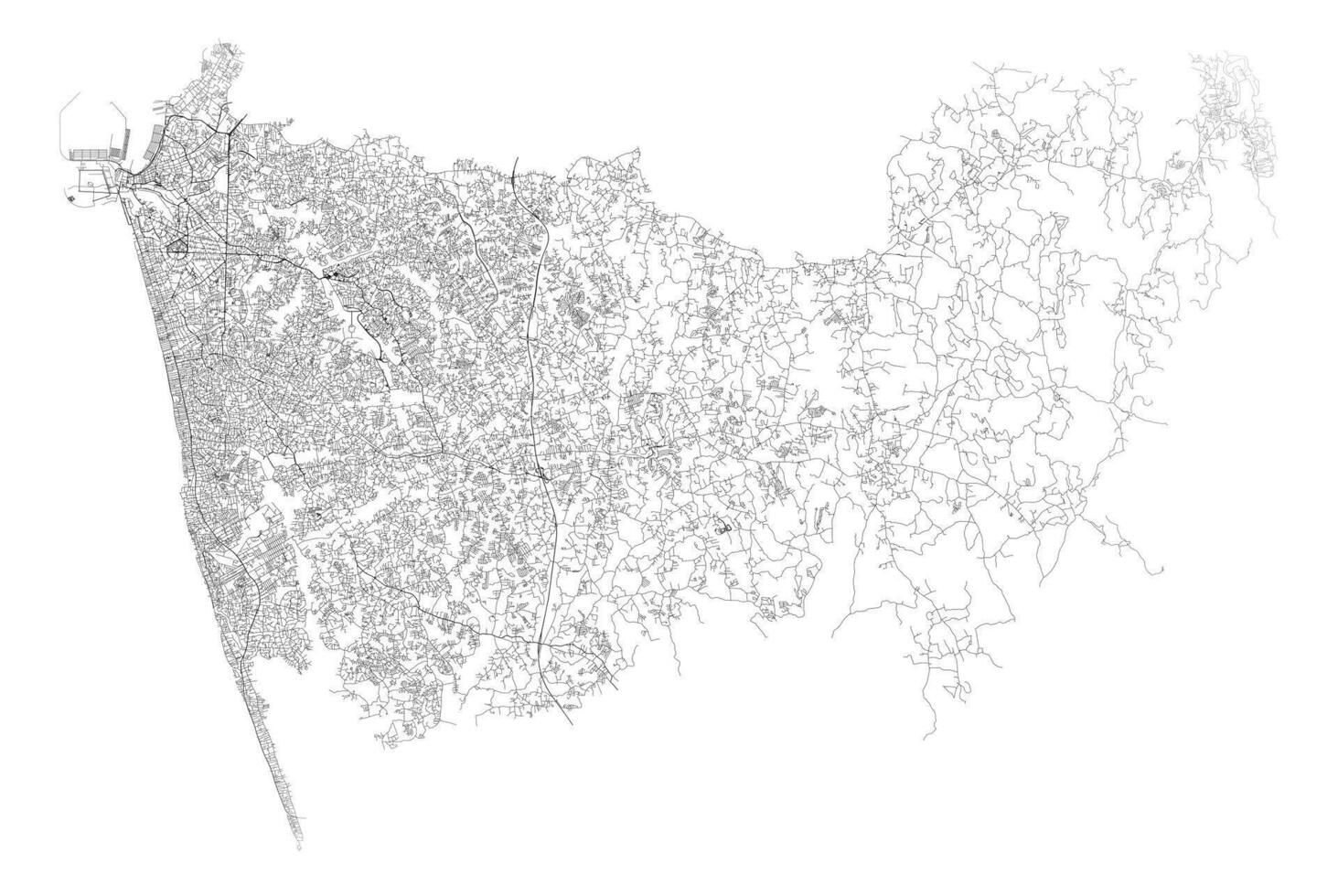 Colombo Sri Lanka,accurate map, detail Streets Roads Map,editable element template image for marketing ,product ,wall art vector