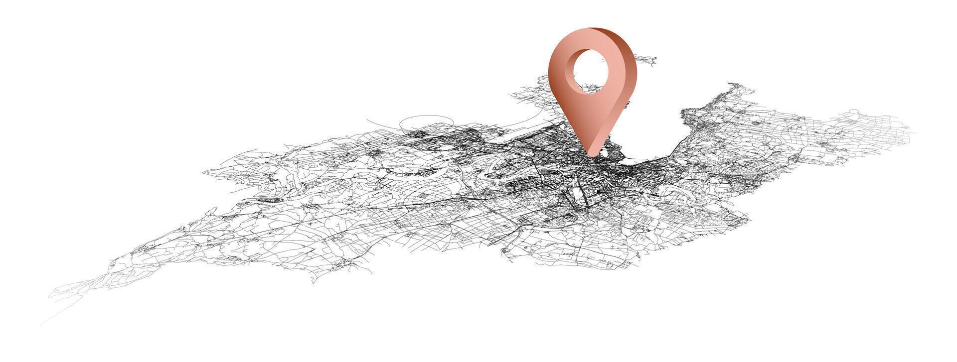 Geneva Switzerland,isometric detail Streets Roads Map with location pin, element image vector