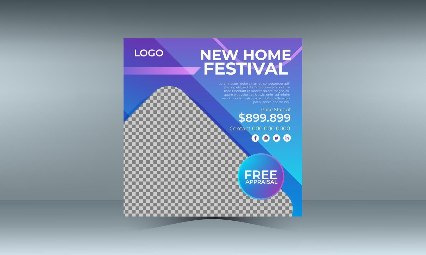 Home For Sale Social Media Post Design vector