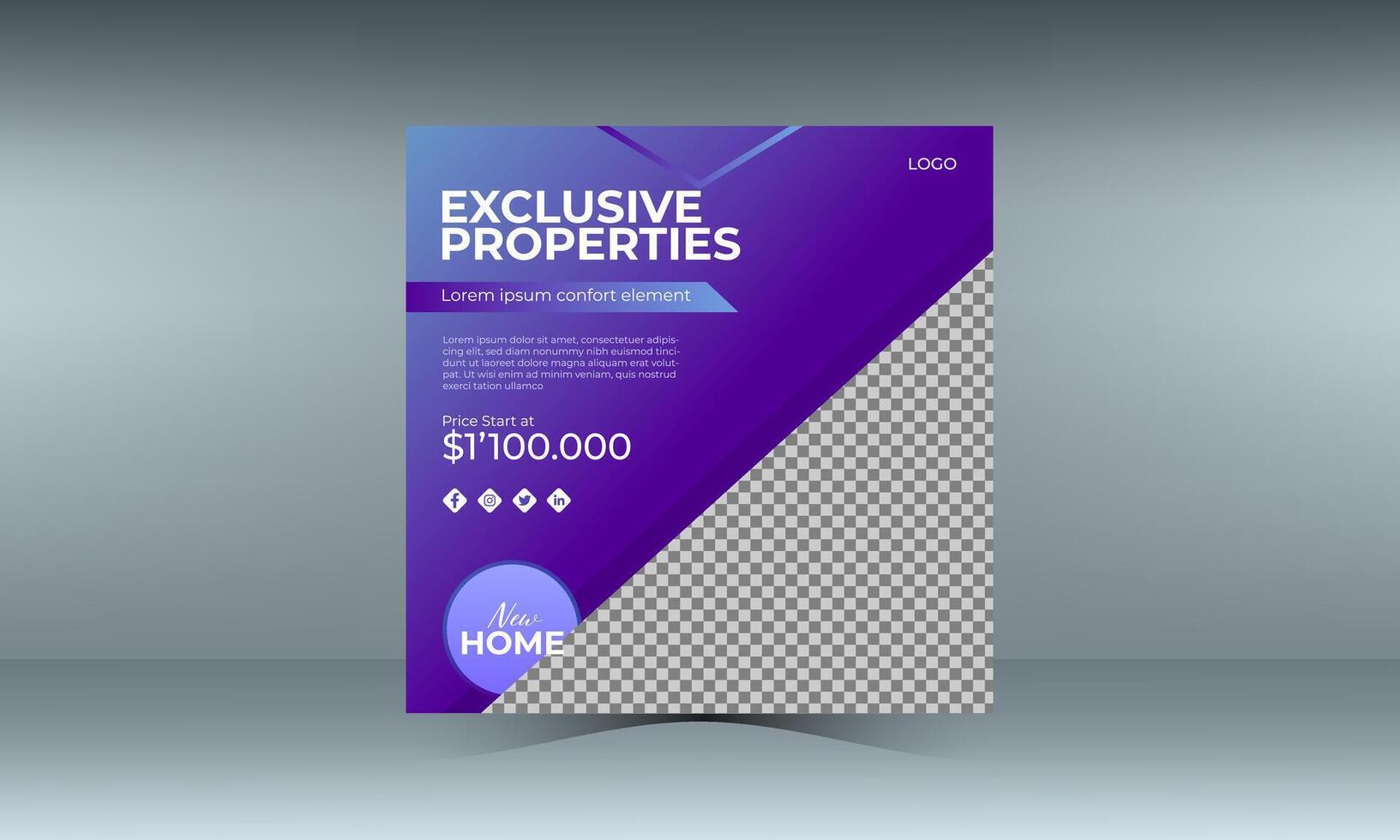 Exclusive Properties Social Media Post Design vector